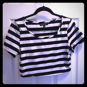 INSPIRED HEARTS Black and White Striped Crop Top